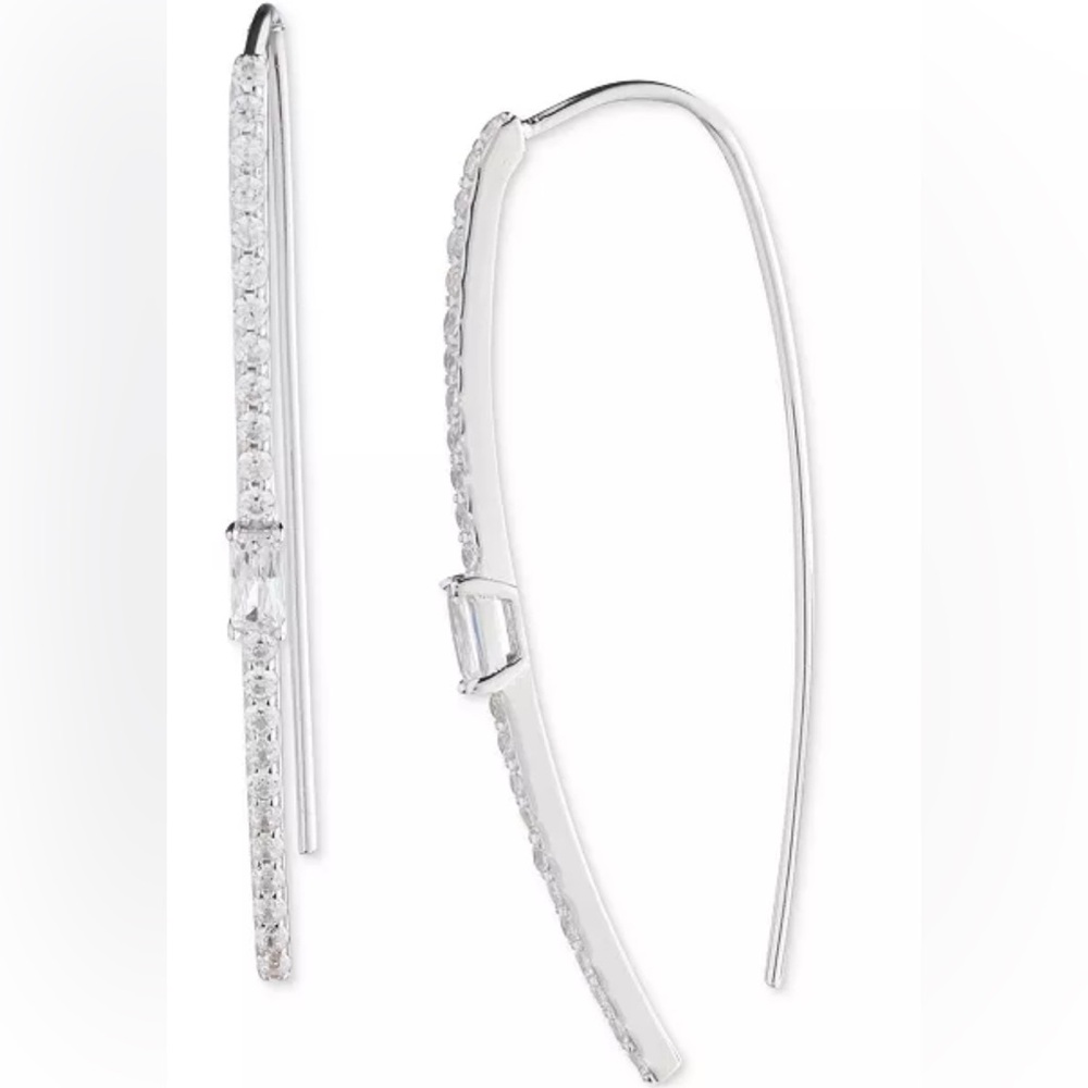 Ralph Lauren Sterling Silver Cubic Zirconia Threader Earrings